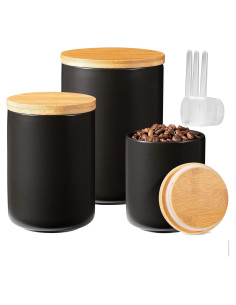 Conjunto de 3 Tarros de Cerámica Negra Yangbaga Herméticos