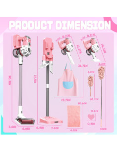 Aspiradora de Juguete SmilessKiddo 3 en 1 Rosa con Accesorios 2