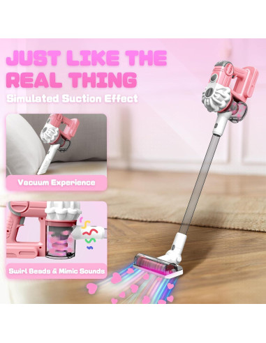 Aspiradora de Juguete SmilessKiddo 3 en 1 Rosa con Accesorios