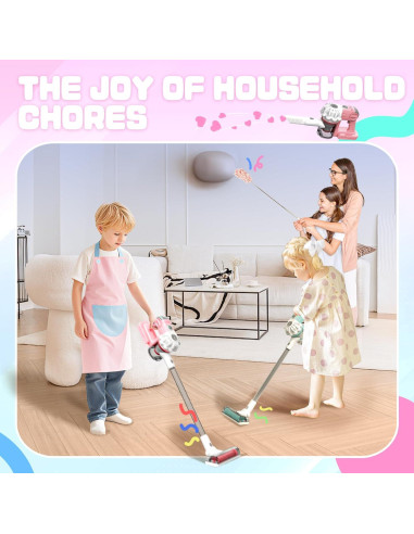 Aspiradora de Juguete SmilessKiddo 3 en 1 Rosa con Accesorios