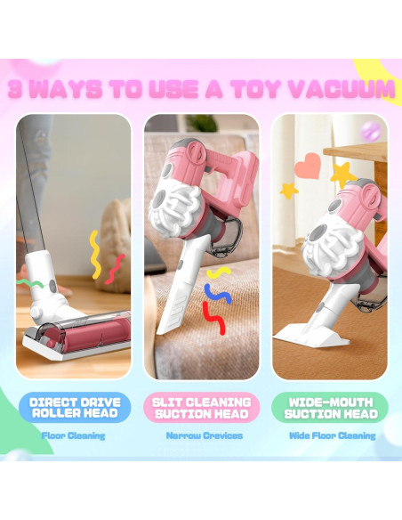 Aspiradora de Juguete SmilessKiddo 3 en 1 Rosa con Accesorios