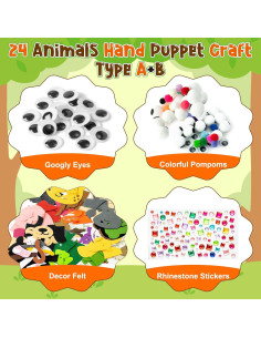 Kit de Marionetas de Mano WATINC 24 Piezas Animales DIY 2