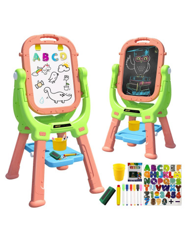 Caballete para Niños Weudear Rosa Doble Cara Altura Ajustable