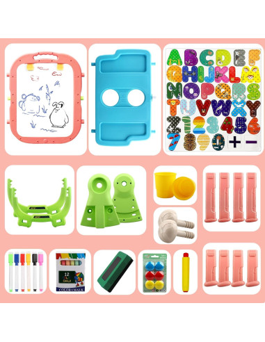 Caballete para Niños Weudear Rosa Doble Cara Altura Ajustable