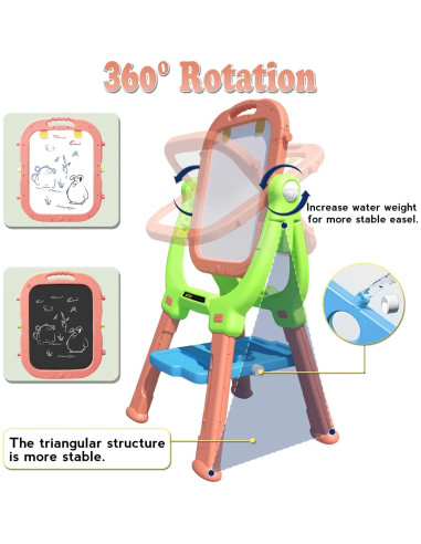 Caballete para Niños Weudear Rosa Doble Cara Altura Ajustable
