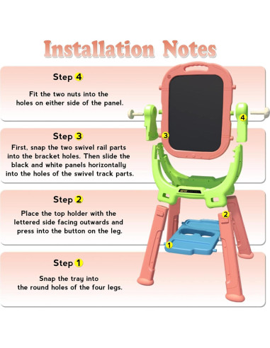 Caballete para Niños Weudear Rosa Doble Cara Altura Ajustable