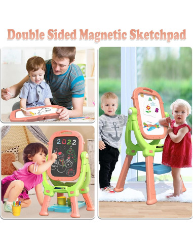 Caballete para Niños Weudear Rosa Doble Cara Altura Ajustable