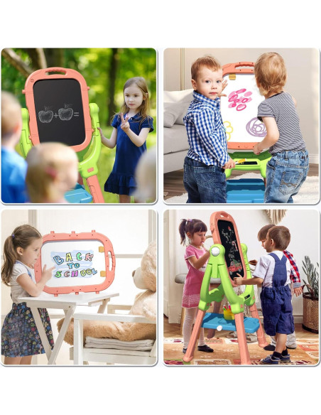 Caballete para Niños Weudear Rosa Doble Cara Altura Ajustable