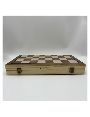 Juego de Ajedrez y Damas de Madera Petoysoso 38x25cm