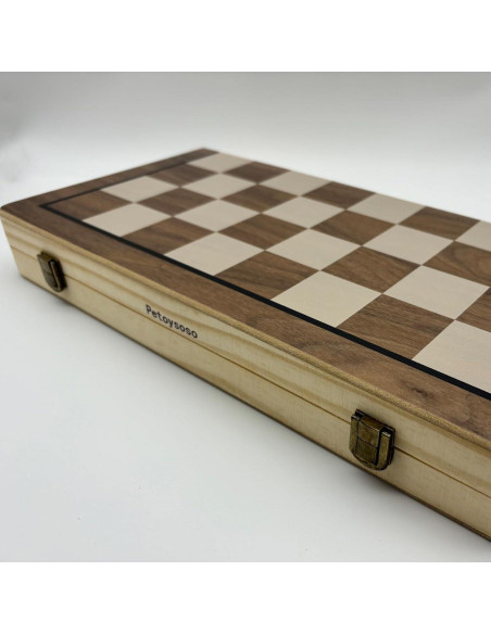 Juego de Ajedrez y Damas de Madera Petoysoso 38x25cm