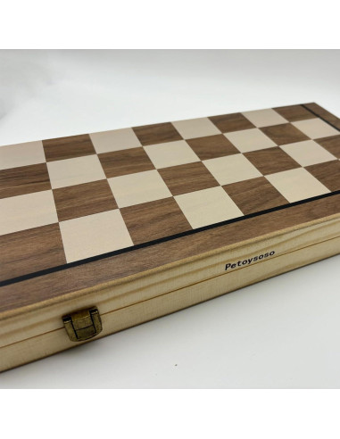 Juego de Ajedrez y Damas de Madera Petoysoso 38x25cm