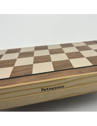 Juego de Ajedrez y Damas de Madera Petoysoso 38x25cm