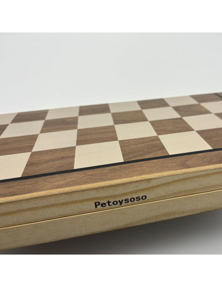 Juego de Ajedrez y Damas de Madera Petoysoso 38x25cm