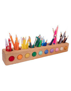 Soporte de Madera para Lápices 10 Agujeros Montessori - Regalo Infantil