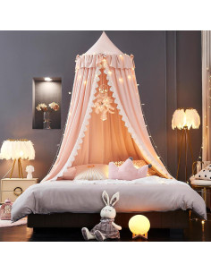 Dosel de Cama Kertnic Rosa para Niñas 270 cm con Volantes 2
