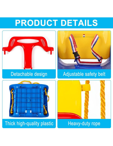 Columpio 3-en-1 TOREVSIOR para Niños 6 Meses a 10 Años