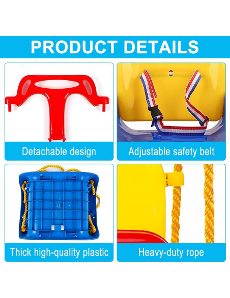 Columpio 3-en-1 TOREVSIOR para Niños 6 Meses a 10 Años