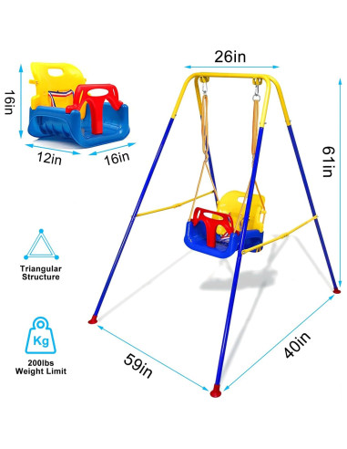 Columpio 3-en-1 TOREVSIOR para Niños 6 Meses a 10 Años