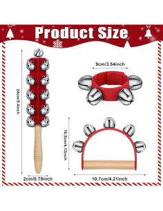 9 Piezas Campanas de Mano de Navidad Jingle - Madera y Metal 2