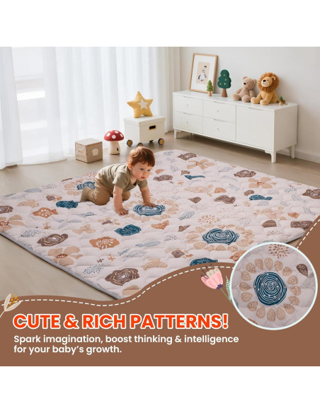 Alfombra de Juego Duwenem 180x150 cm Suave y Lavable para Bebés