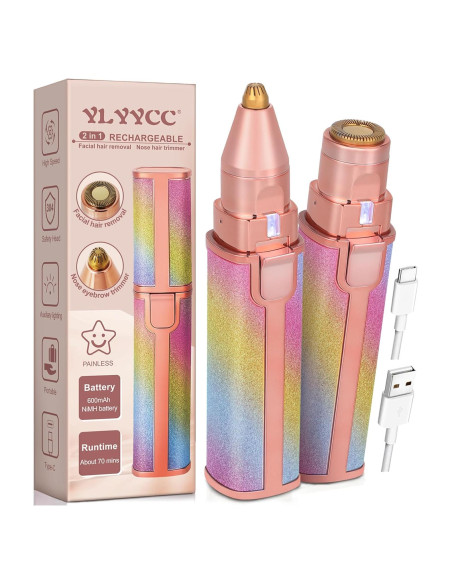 Afeitadora Eléctrica 2 en 1 YLYYCC Rosa - Vello Facial y Cejas