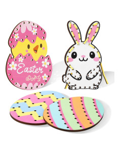 Tarjetas de Enhebrado de Madera JULEASEL - 14x10 cm - Pascua