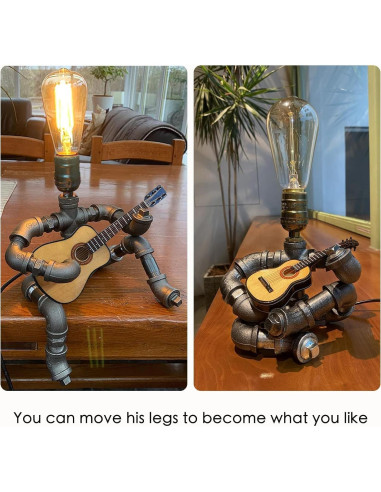 Lámpara de Mesa Steampunk WIBOTA con Guitarra Acústica 35cm