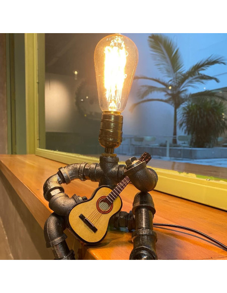 Lámpara de Mesa Steampunk WIBOTA con Guitarra Acústica 35cm