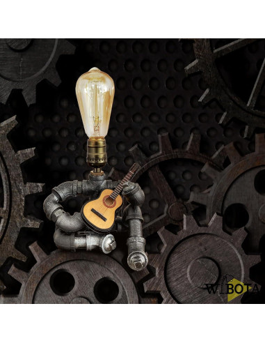Lámpara de Mesa Steampunk WIBOTA con Guitarra Acústica 35cm