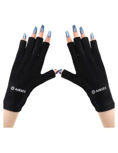 Guantes UV AIRSEE para manicura UPF50+ - Protección Solar Negra