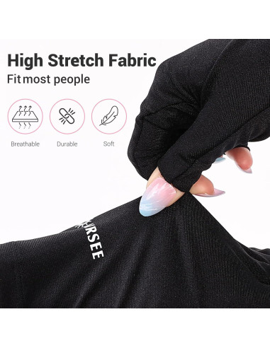 Guantes UV AIRSEE para manicura UPF50+ - Protección Solar Negra