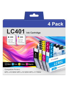 Cartuchos de tinta compatibles PANINK LC401 para Brother - Paquete de 4