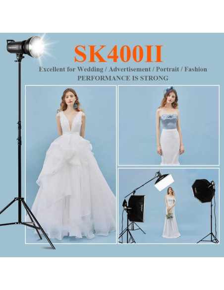 Flash Estroboscópico Godox SK400II 400W GN65 5600K para Estudio