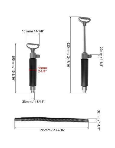 Bomba de Achique Manual QWORK 62 cm con Manguera Reversible