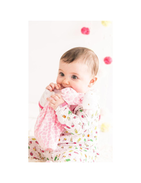 Manta Jirafa Rosa Angel Dear - Suave y Lavable a Máquina