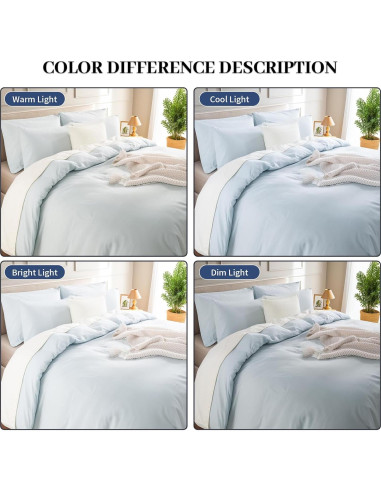 Juego de Funda de Edredón NEXHOME PRO King 100% Algodón Azul Bebé