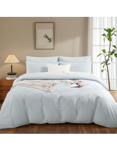 Juego de Funda de Edredón NEXHOME PRO King 100% Algodón Azul Bebé