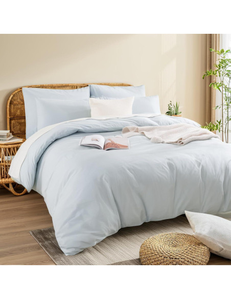 Juego de Funda de Edredón NEXHOME PRO King 100% Algodón Azul Bebé