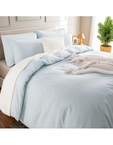 Juego de Funda de Edredón NEXHOME PRO King 100% Algodón Azul Bebé