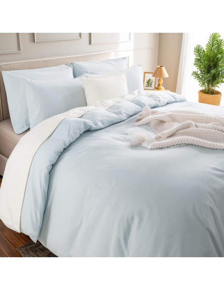 Juego de Funda de Edredón NEXHOME PRO King 100% Algodón Azul Bebé