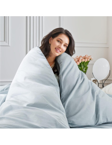 Juego de Funda de Edredón NEXHOME PRO King 100% Algodón Azul Bebé