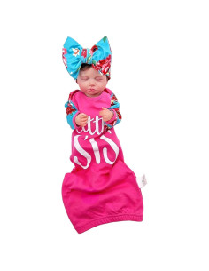 Conjunto Gown Bebé Niña Algodón Suave Rosa Fucsia 0-3 Meses