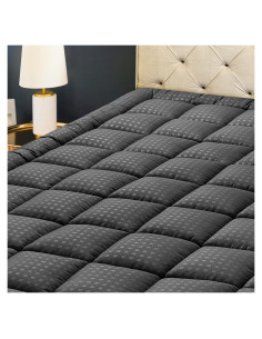 Protector de Colchón Queen HYLEORY Acolchado Microfibra Gris