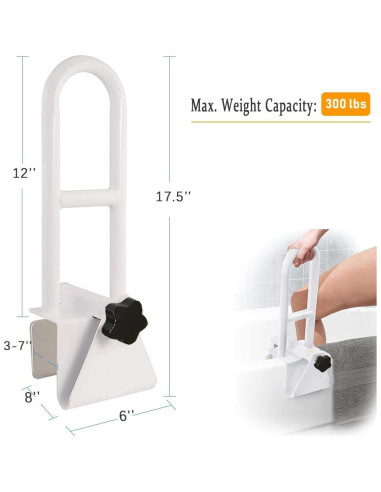 Barra de Seguridad para Bañera MOASKER Blanca - Acero Ajustable