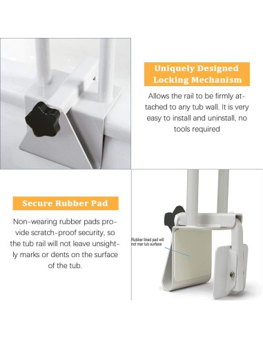 Barra de Seguridad para Bañera MOASKER Blanca - Acero Ajustable