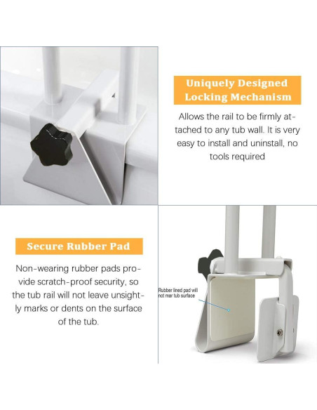 Barra de Seguridad para Bañera MOASKER Blanca - Acero Ajustable