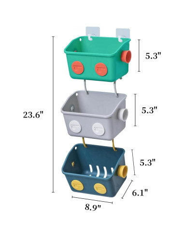 Organizador de Juguetes de Baño LUFOFOX Robot Colorido 3 Cestas
