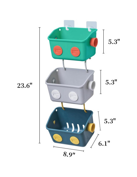 Organizador de Juguetes de Baño LUFOFOX Robot Colorido 3 Cestas