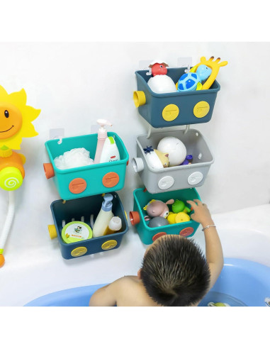Organizador de Juguetes de Baño LUFOFOX Robot Colorido 3 Cestas