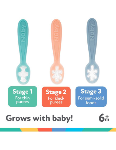 Set de Cucharas para Bebés Nuby 3 Piezas 6+ Meses Silicona